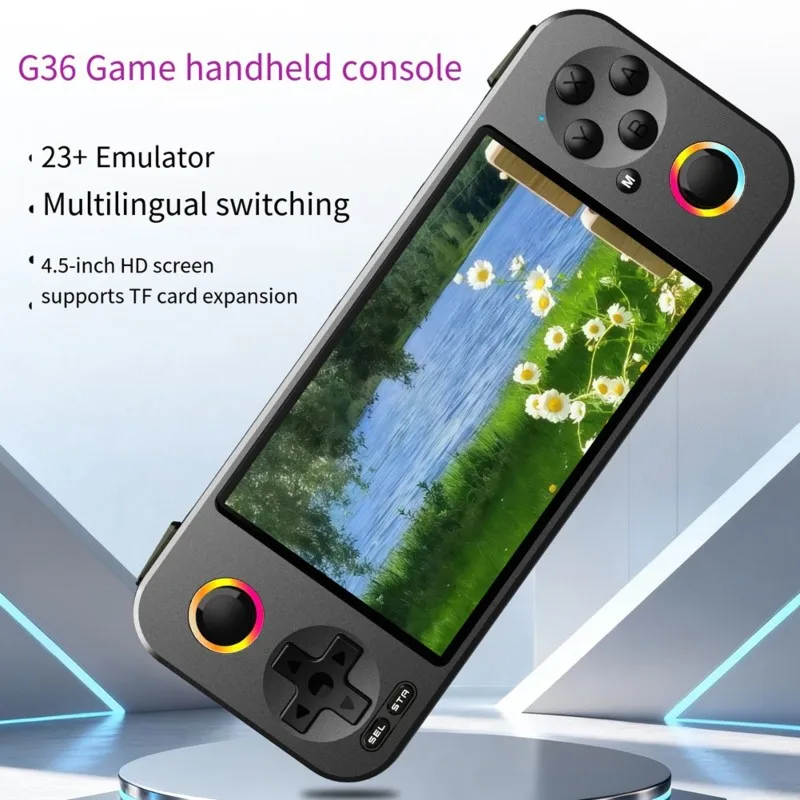 HFES Portable Retro Dual Joystick Handheld Game Console G36 4.3-Inch RGB HD Display Video Game Player 23+ Emulators 64GB