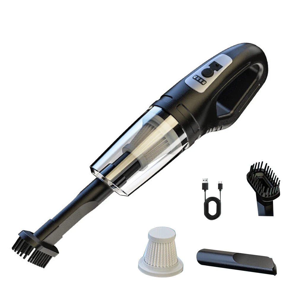 12W Car Cordless Vacuum Cleaner Wet Dry Vacuum Cleaner Powerful Suction Mini Vacuum Cleaner USB Rechargeable for Vehicle/Home