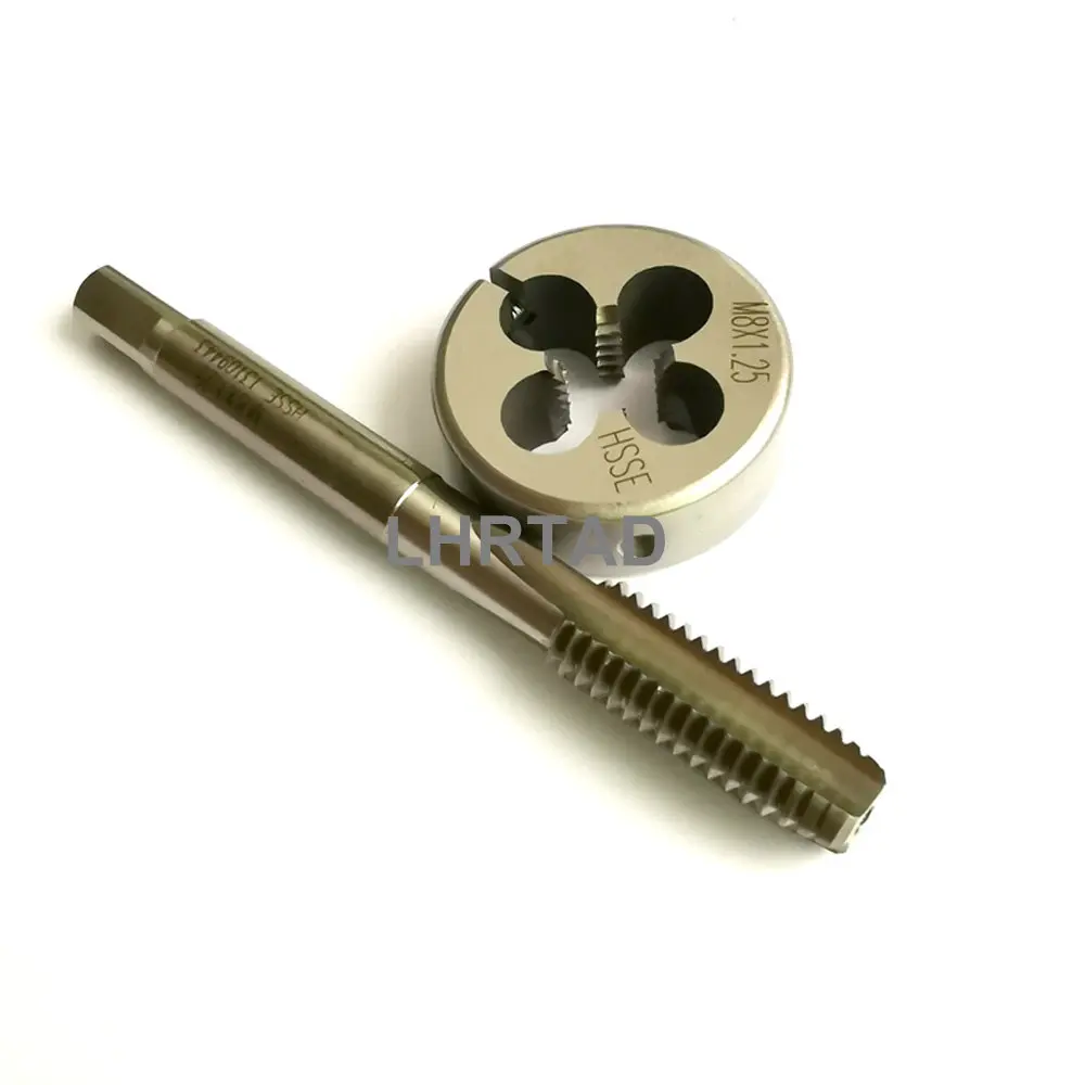 

2PCS Metric HSSE Spiral Flute Screw Threading Taps dies sets M8 M8X1.25 M8X1 M8X1.5 M8X0.75 Hand tap and Round Die tool M7 M7X1