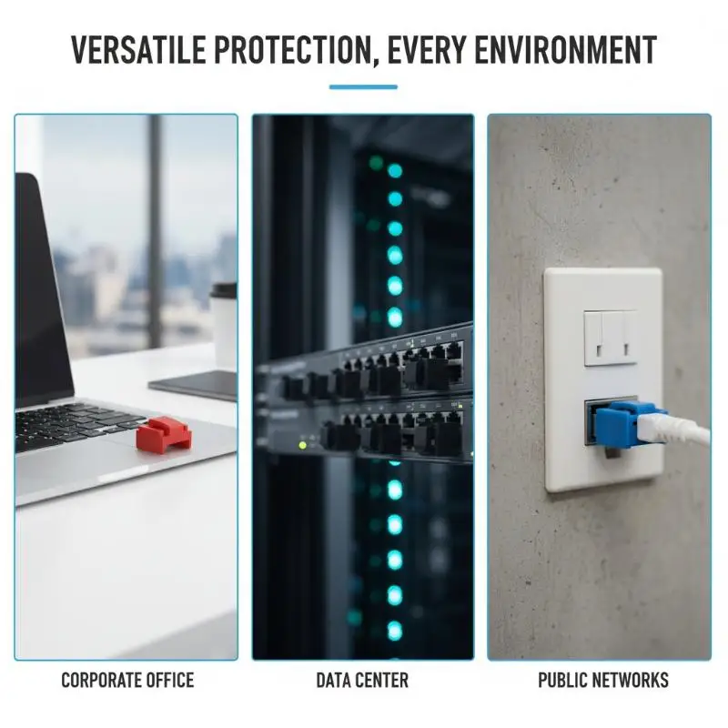 10Pcs RJ45 Port Locks with 1 Key Ethernet Anti‑Dust Protector Cap RJ45 Female Port Cover Compatible with Computer Router Hub