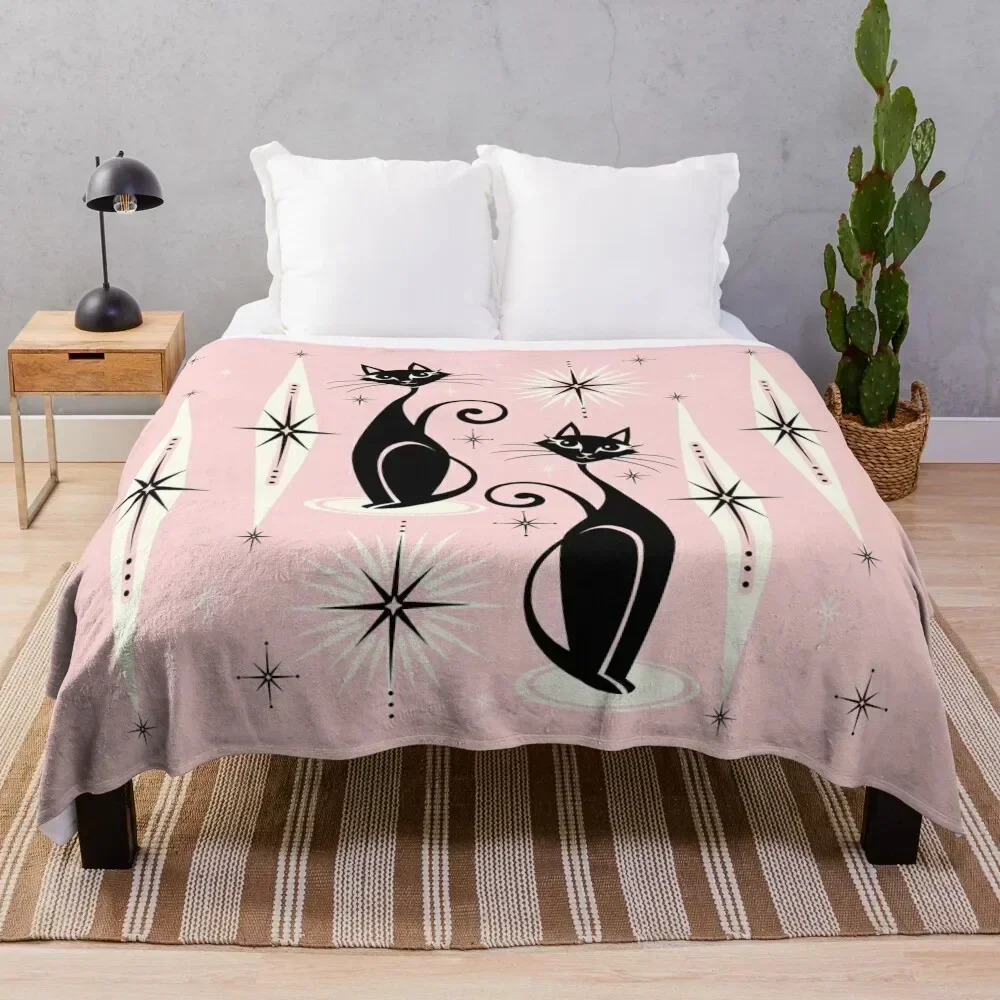 

Mid Century Meow Retro Atomic Cats LG studioxtine Throw Blanket Fade Resistant Durable Throw Blanket