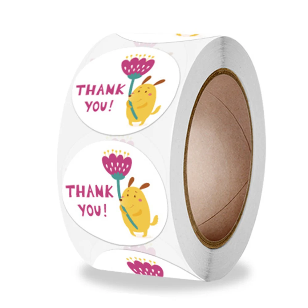 100-500pcs Round Thank You Stickers  Flower Design Labels For Wedding Pretty Gift Cards Envelope Decorate Sealing Label Stickers