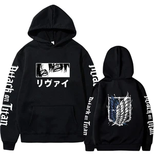 Attack on Titan Anime Hoodie 2023 Venda Quente Pulôveres Moletons Levi Ackerman Gráfico Impresso Tops Casual Hip Hop Streetwear 10 principais vendas levi ackerman moletom - №8