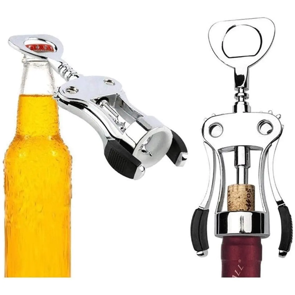 Wine Opener Gift Set with Corkscrew, Pourer & Bottle Stopper Includes Corkscrew, Foil Cutter, Pourer and Stopper