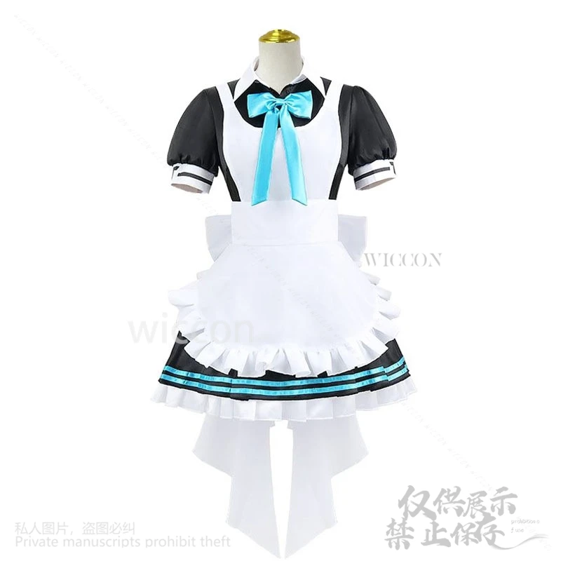 Anime Game Blue Archive Cosplay Kakudate Karin Costume Maid Dress Cute Lolita Outfits Black Wig Halloween Party For Women Girls