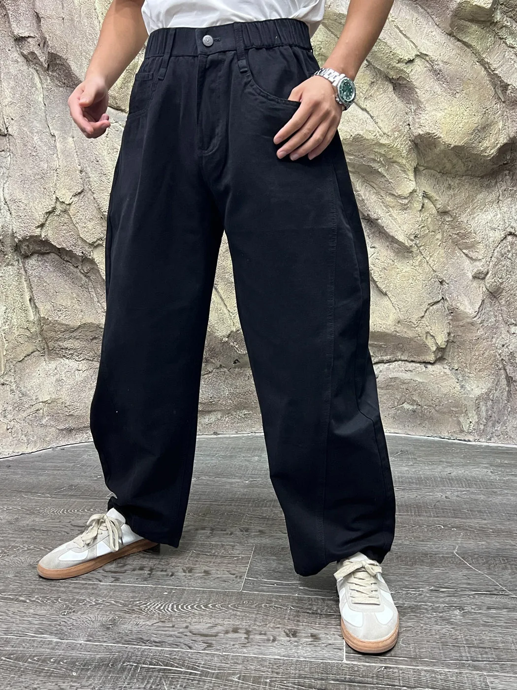Japanese Minimalist Style Men's Outdoor Casual Pants Wide Leg Knife Cut Pure Cotton Autumn Fashion Straight Tube Trousers