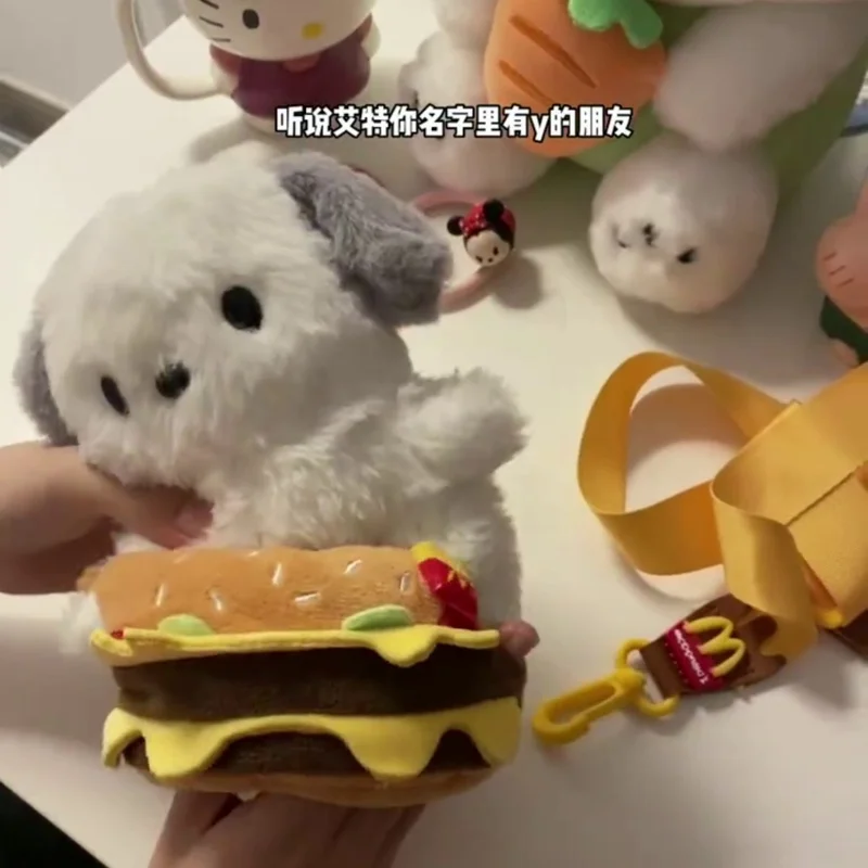 Kawaii Pochacco Hamburger Pluche Poppentas Kleding Crossbody Tas Speelgoed Anime Cartoon Speelgoed Voor Pop Kerstcadeau