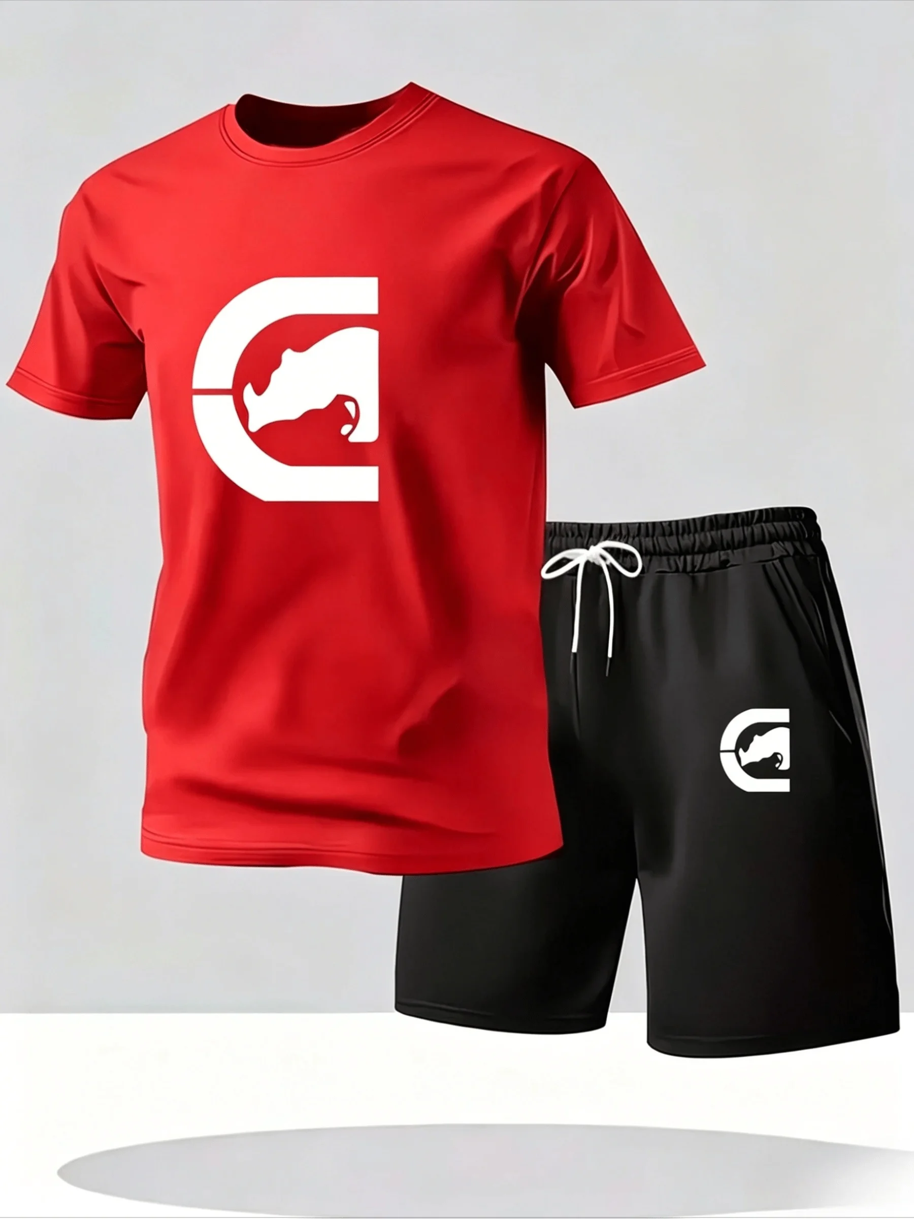 Hot Sale Men Fashion Casual 2‑Piece Outfit Crew Neck Short Sleeve T‑Shirt And Shorts Set Trendy Daily Summer Men Tracksuit