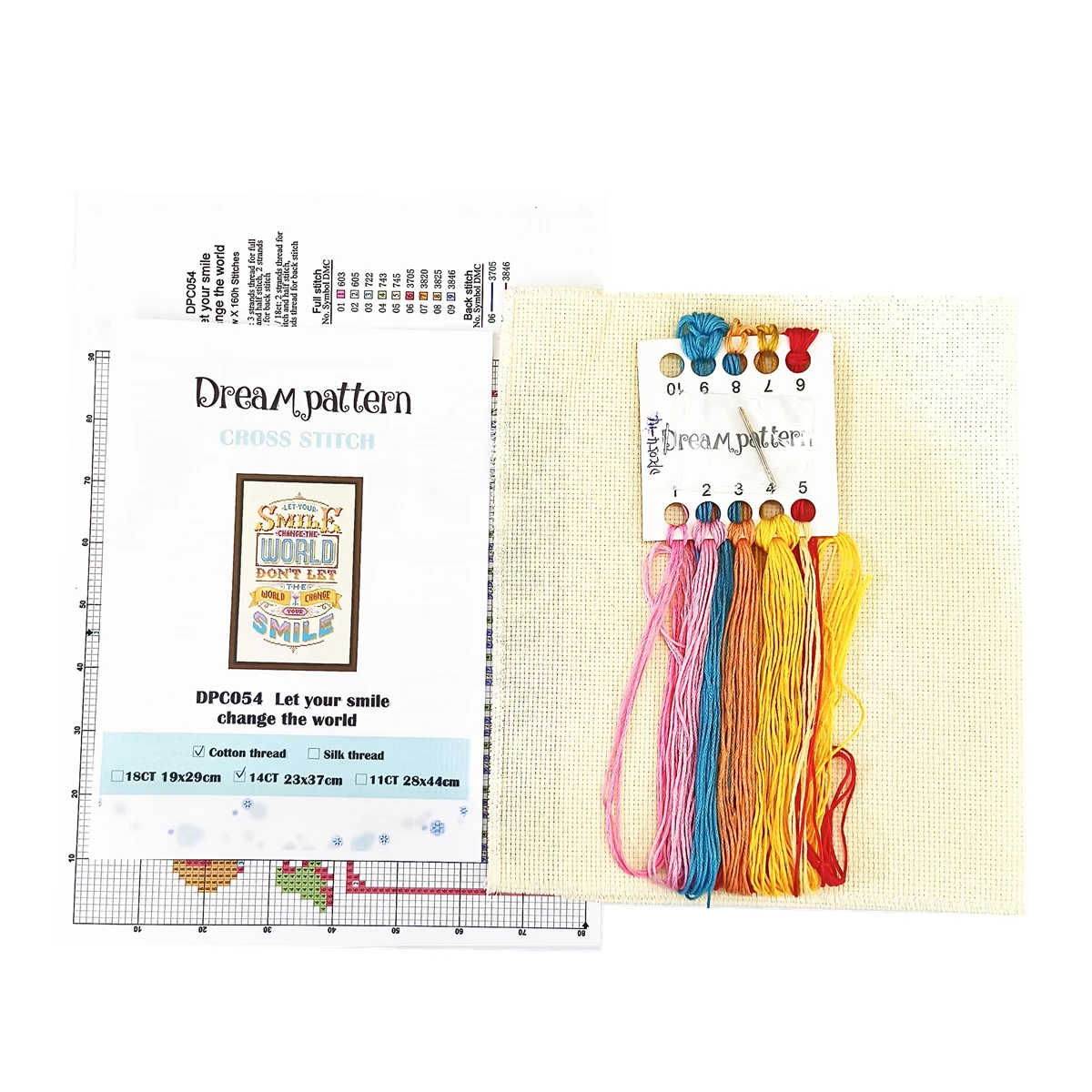 Let your smile change the world cross stitch kit aida 18ct 14ct light yellow canvas fabric embroidery DIY handmade needlework