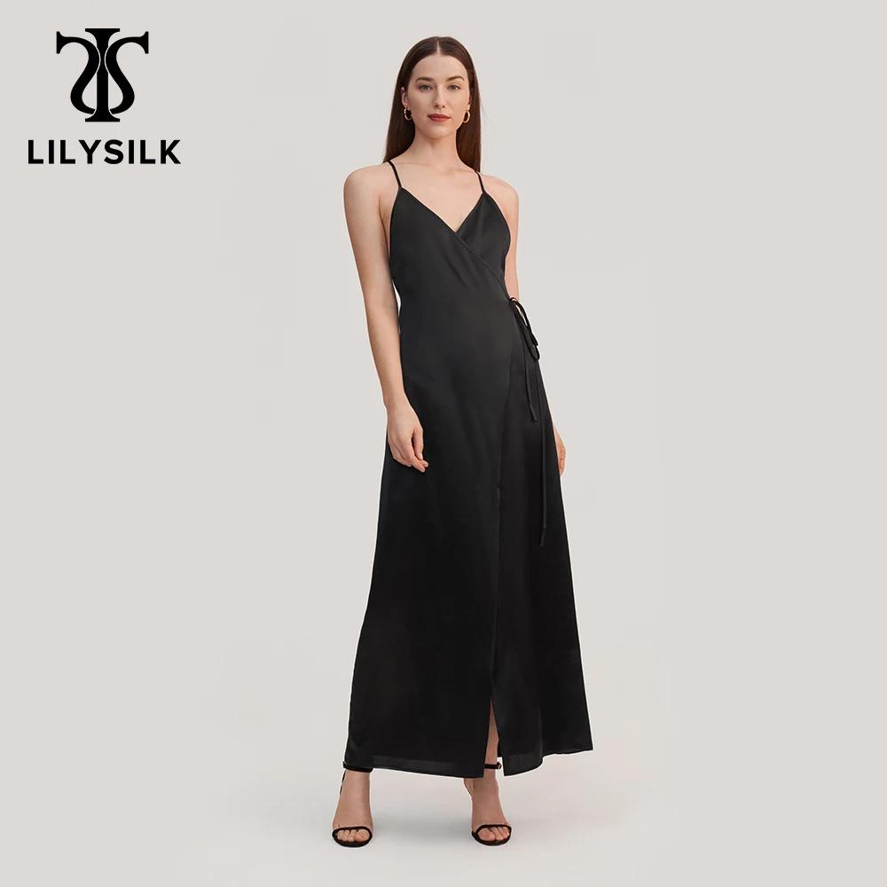 

LILYSILK Silk Women 19 Momme Sundress 2022 Femme 19MM Sexy Cossed Back Party Robe Ladies Elegant Classic Clothing Free Shipping