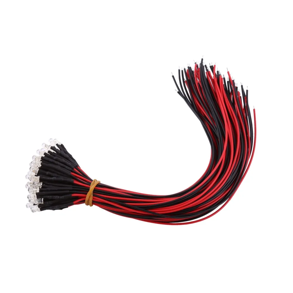 

50PCS 3mm Pre Wired LED Diodes Red Orange Blue Slow Flashing DC 12v Diffused LED Lights 20cm Wires LED Light Emitting Diodes