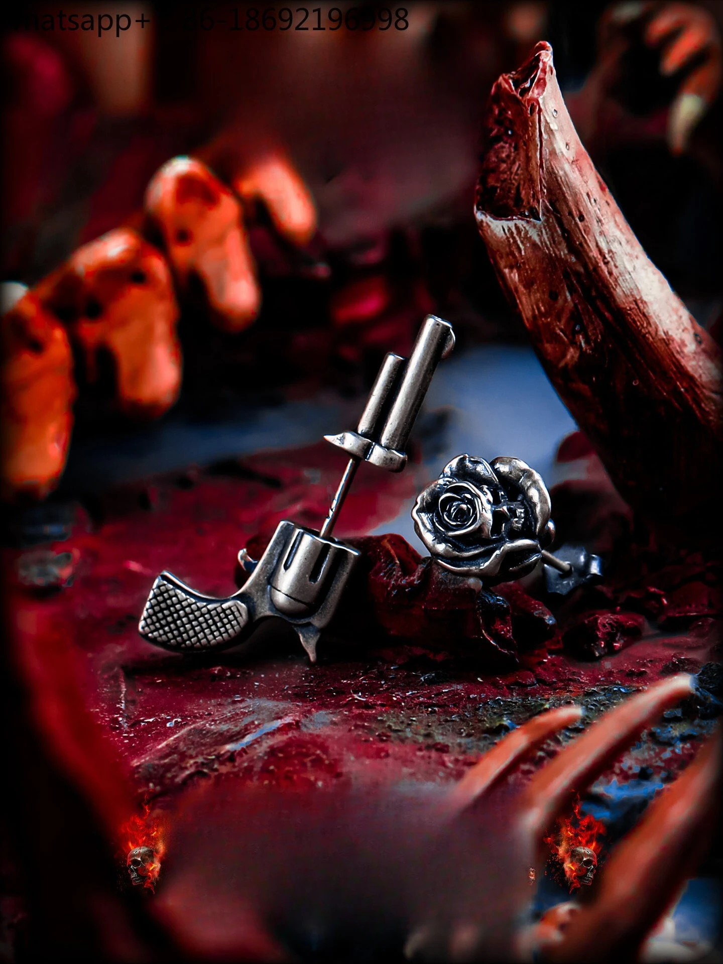 

[Gun and Rose] Dark Wind Niche Retro 925 Silver Stud Earrings Men's Premium Sensitive Ear Holes