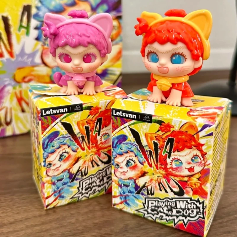 

2025 New Arrival Wakuku Cat And Dog Battle Series Figure Cute Grain Blind Box Trendy Play Desktop Decorations Toys Birthday Gift