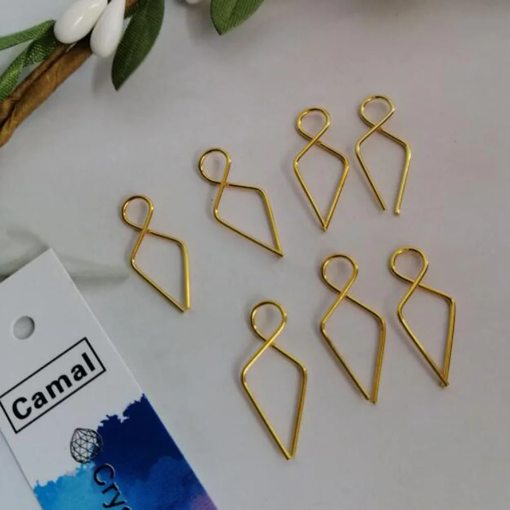 Camal 100pcs Gold 18mm 0.70inch Metal Fish Tail Hooks Connectors For Crystal Beads Pendant Chandelier Strand Lamp Lighting Parts