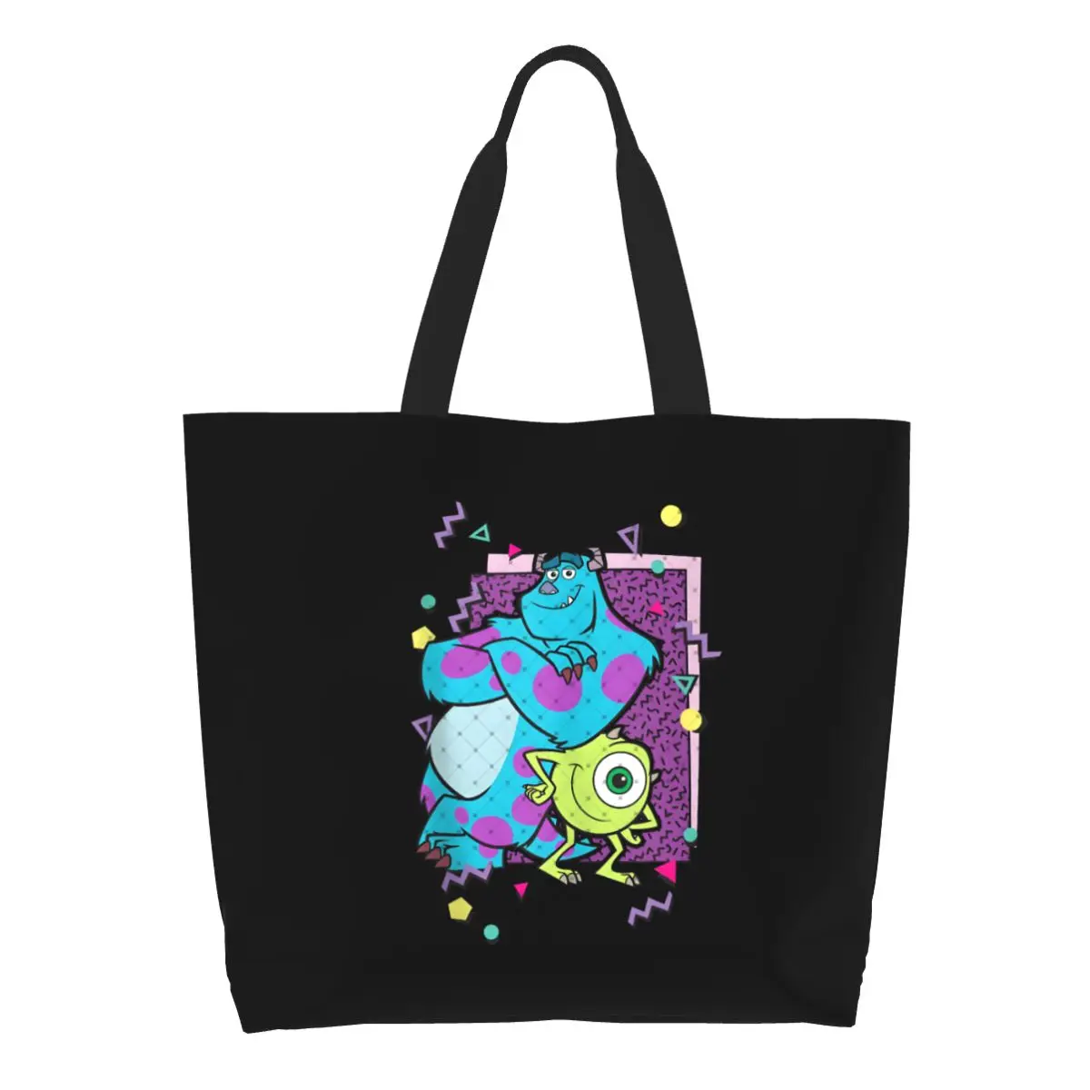 

Custom Monsters University Groceries Tote Shopping Bags Women Science Fiction Canvas Shoulder Shopper Bag Big Capacity Handbags