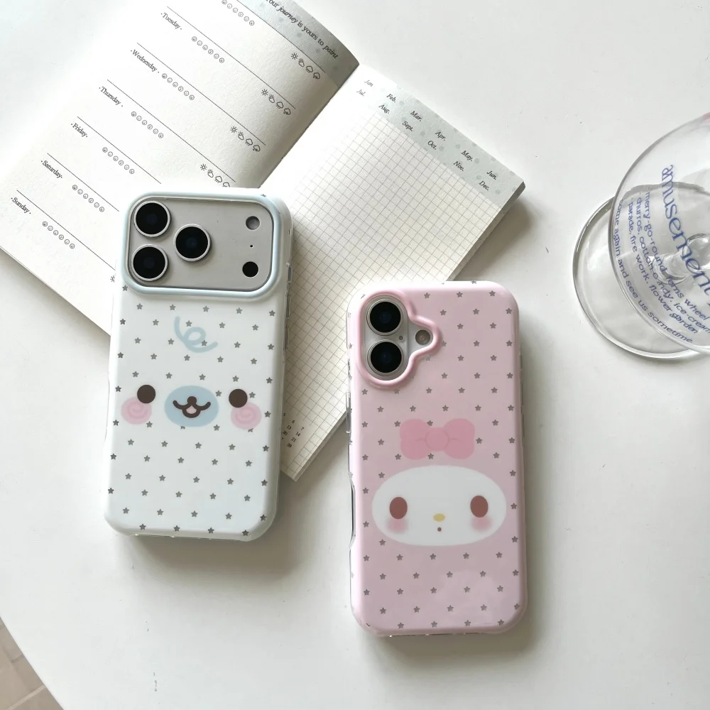 Cute Sanrio My Melody Cinnamoroll Star Print Phone Case Soft Shockproof Cover For iPhone 16 15 17 Pro Max Sweet Girly Aesthetic