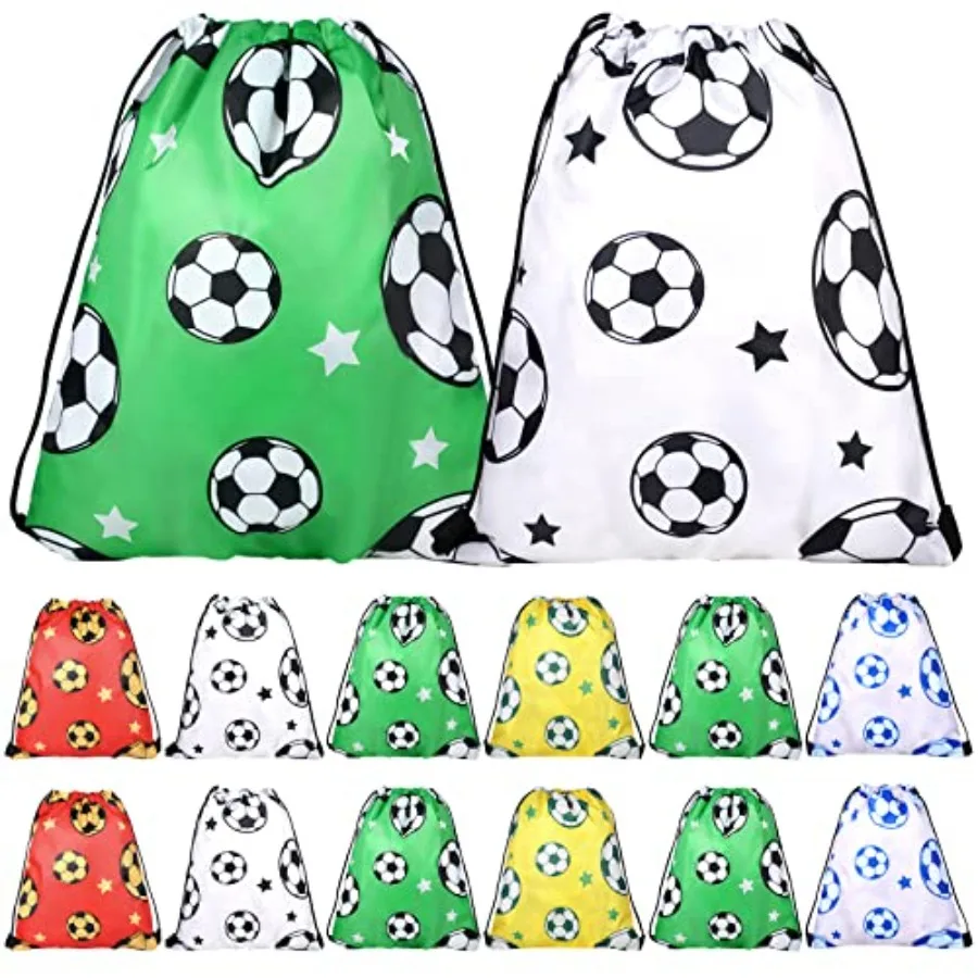 20 Pack Soccer Drawstring Bags 12 x 10 Inch Portable Sports Backpack for Girls Boys Party Favor Snack Back to School