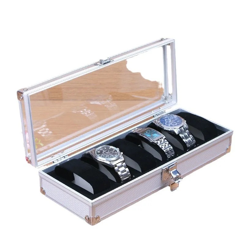 6/10/12/24 Girds Premium Aluminum Alloy Quality Watch Box Luxury Product Pattern Storage Clock Box Collection Display Gift Boxes