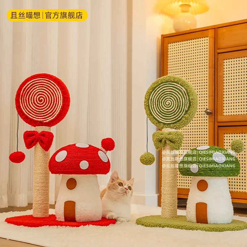 Red mushroom sisal cat scratch board vertical wear-resistant non-crumb sofa protection scratching post climbing tree cardboard