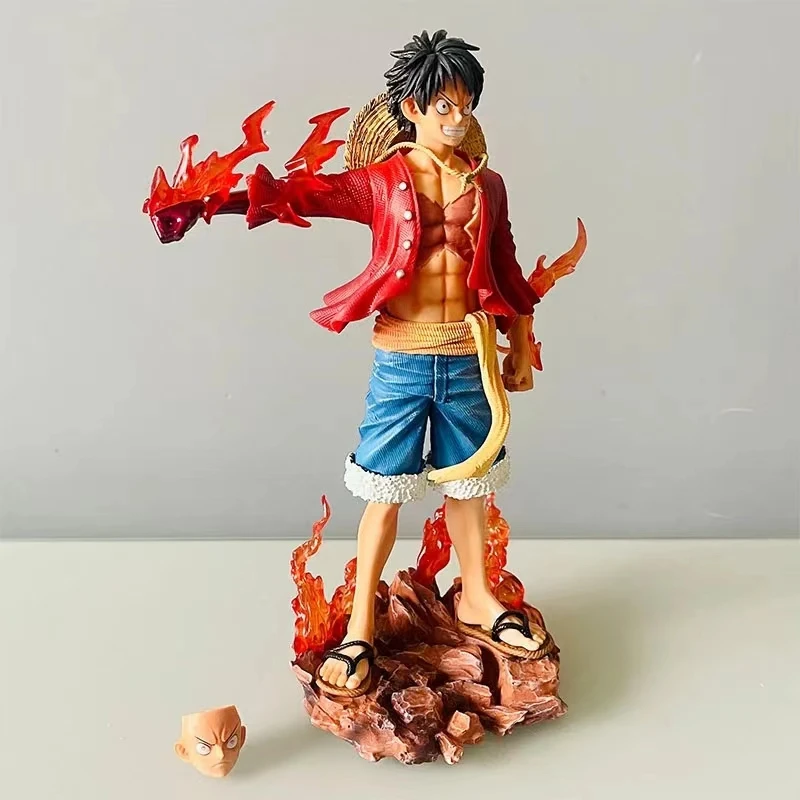 27cm One Piece Standing Posture Luffy Double Head Eagle Meteor Hat Group Gift PVC Statue Collectible Model Decoration Toys Gift