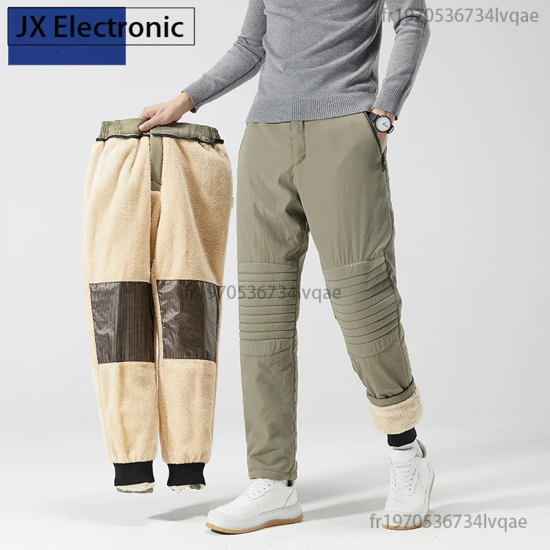 2024 Winter New Fashion Plus Fleece Thickened Warm Waterproof Sports Pants Men's Casual Loose Large Size High Quality Pants 6XL