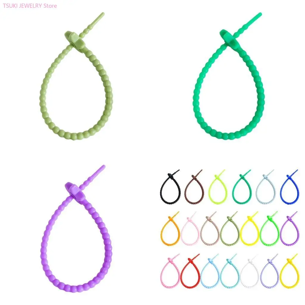 62KE 22cm Candy-Colored Stars Silicone Rope Data Line Binding Tape DIY Jewelry Chain Accessories Dress Tags Rope