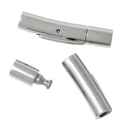 304 Stainless Steel Magnetic Clasps Cylinder Silver Color End Clasp for Making Bracelet Jewelry (Fits 4mm Cord) 28mmx7mm, 1Set