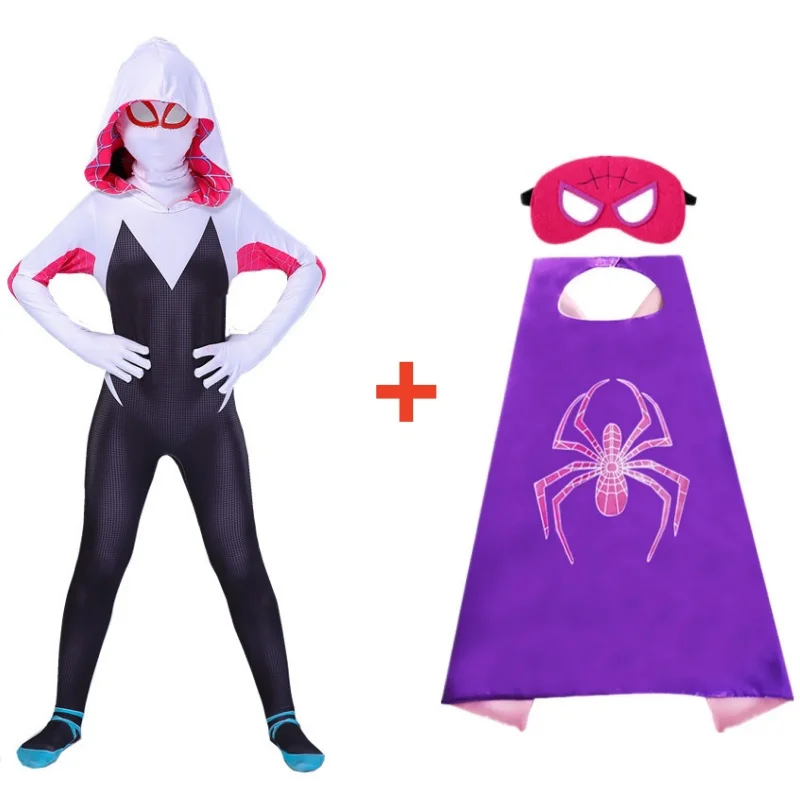 بدلة الهالوين التأثيرية جوين الخارقة بدلة سبايدرمان مايلز موراليس بذلة زي ورؤوس البطل الخارق فستان أقنعة أطفال هدية