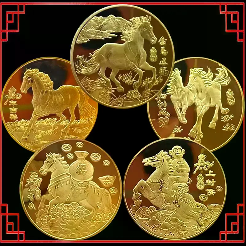 

Metal Traditional Chinese Style 2026 New Year Souvenir 40mm Chinese Coins Lucky Animal Horse Collectible Coins Metal Collection