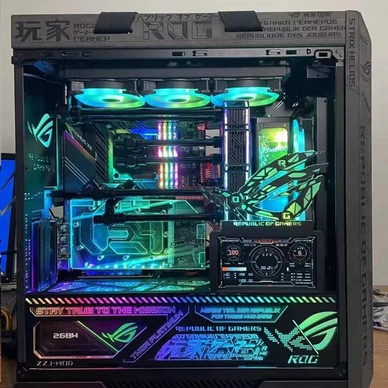 NEW RGB Computer Case Decorations,Gamer Cabinet Helios Case 5V 3PIN Motherboard SYNC ROG  Figure Belief Ornaments