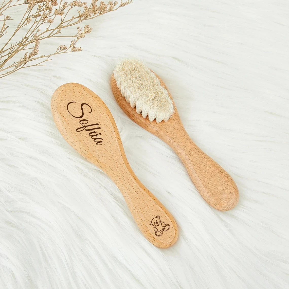1 Stück personalisierte Haarbürste mit Namen, lasergraviert, kleine Holzbürste mit Bärenmotiv, Souvenir-Geschenk, Babyparty-Geschenk, personalisiert – Detail 10