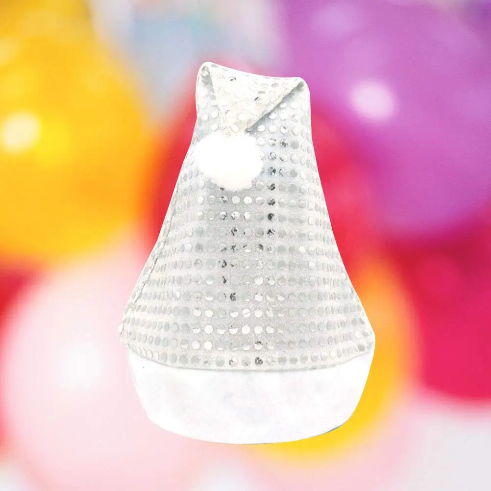 

Christmas Santa Hats for Kids Adults Festive Sequin Party Hat Soft Comfortable Wear Gifts Accessories Photo Props Christmas