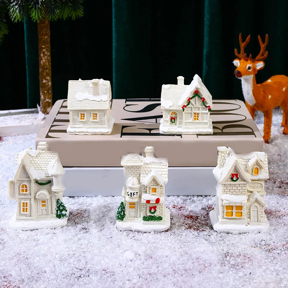 

Christmas Decoration Luminous Resin Small House Mini Landscape Small Ornaments Christmas Presents Xmas Baubles Ornaments