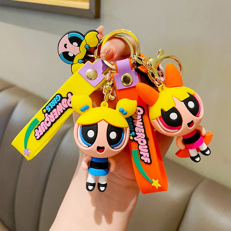 6 سنتيمتر الكلاسيكية أنيمي الكرتون Powerpuff الفتيات فراشة المفاتيح الرجال والنساء المعلقات الحلي الصغيرة هدايا لطيف