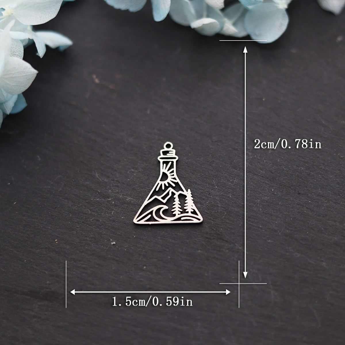 3pcs Flask Stainless Steel Charms Sun Mountain Sea Waves Tree Pendants For Necklace Earrings DIY Jewelry Making Handmade Craft