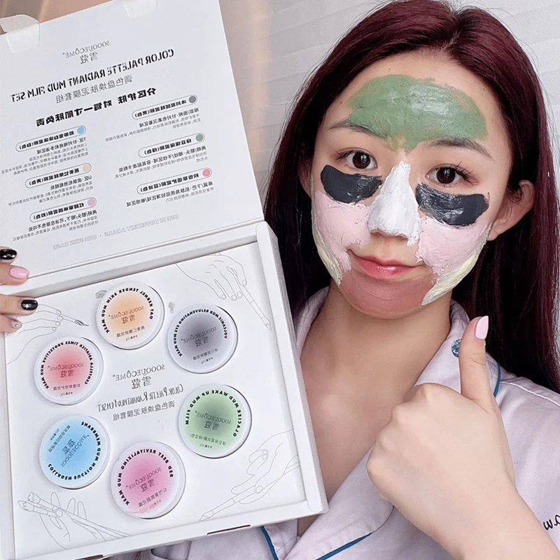 

Korean Cosmetics Six Kind Facial Mask Deep cleaning Clay Mud Masks Moisturizing Removal Blackhead Whitening Face Mask Skin Care