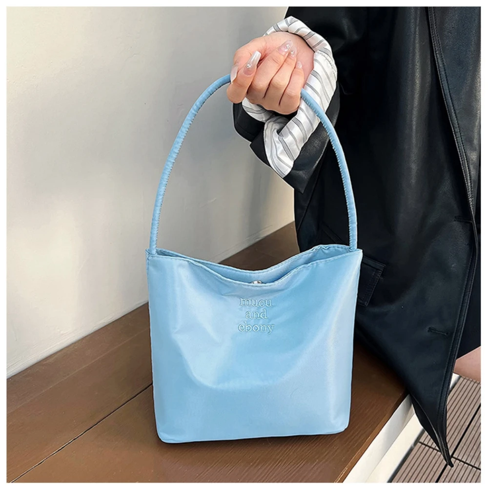 Korean Mucu & Ebony Fashion Tote Bag, muchandebony Underarm Nylon Embroidered Handbag for Women\'s Simple Shoulder Bag