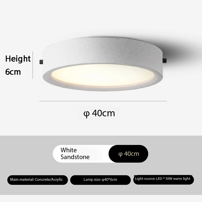 Nordic Round Cement Led Ceiling Lights Surface Mounted white sandstone Ceiling Lamp living room bedroom kitchen Indoor Lighting