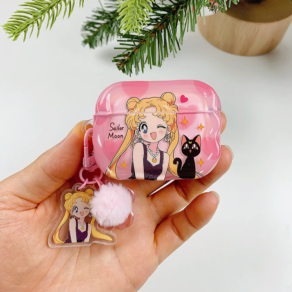 Japan Anime Sailor Moon Niedliche Cartoon-Kopfhörerhülle für Airpods 5 4 2 3 Pro 3 2 Kabellose Bluetooth-Kopfhörer Schutzhülle aus Hartplastik