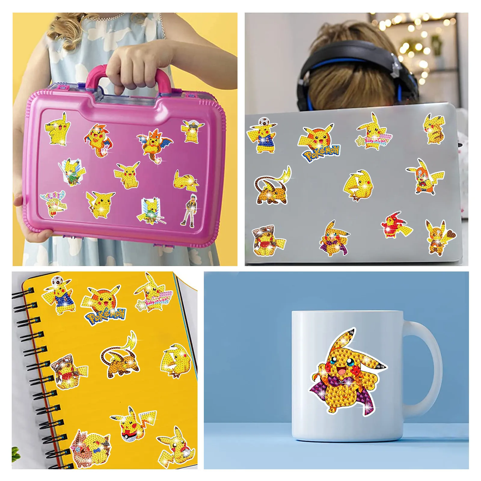 DIY Pikachu Diamond Painting Kit for Kids - Cartoon Character Handmade Craft Random Paste Activity to Enhance Concentration view 4