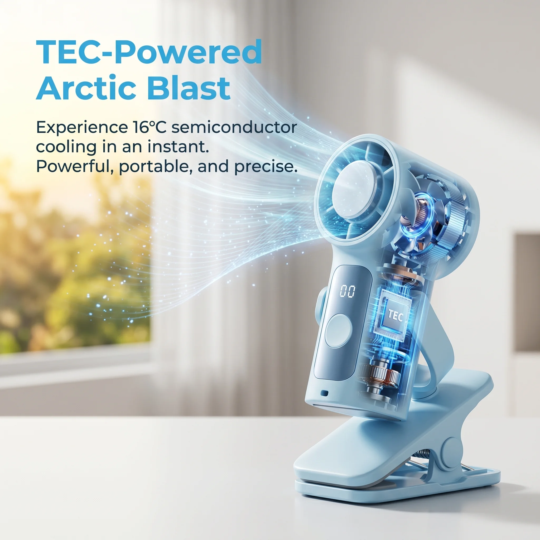 Portable Handheld Fan with Anti-Slip Clip Head Cooling Ice Pack Feature for Personal Climate Control USB Charging 3000mah Fans