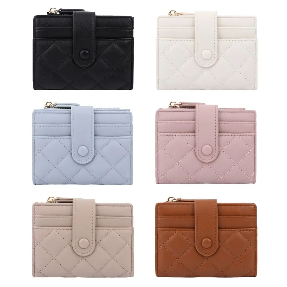 Fashion PU Leather Short Wallet Multi-Cards Lightweight Card Bag Wallet Cute Large Capacity Zipper Coin Purse