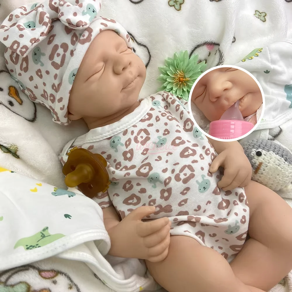 Open Mouth 20 Inch Realistic Silicone Reborn Doll Handmade Weighted Reborn Doll Close Eyes Newborn Christmas Gift Pascale