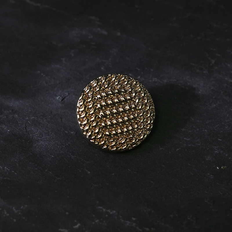 10pcs/lot High Quality Metal Shank Button Vintage Woven Design Black Buttons for Clothing 20mm Round Golden Buttons for Coats