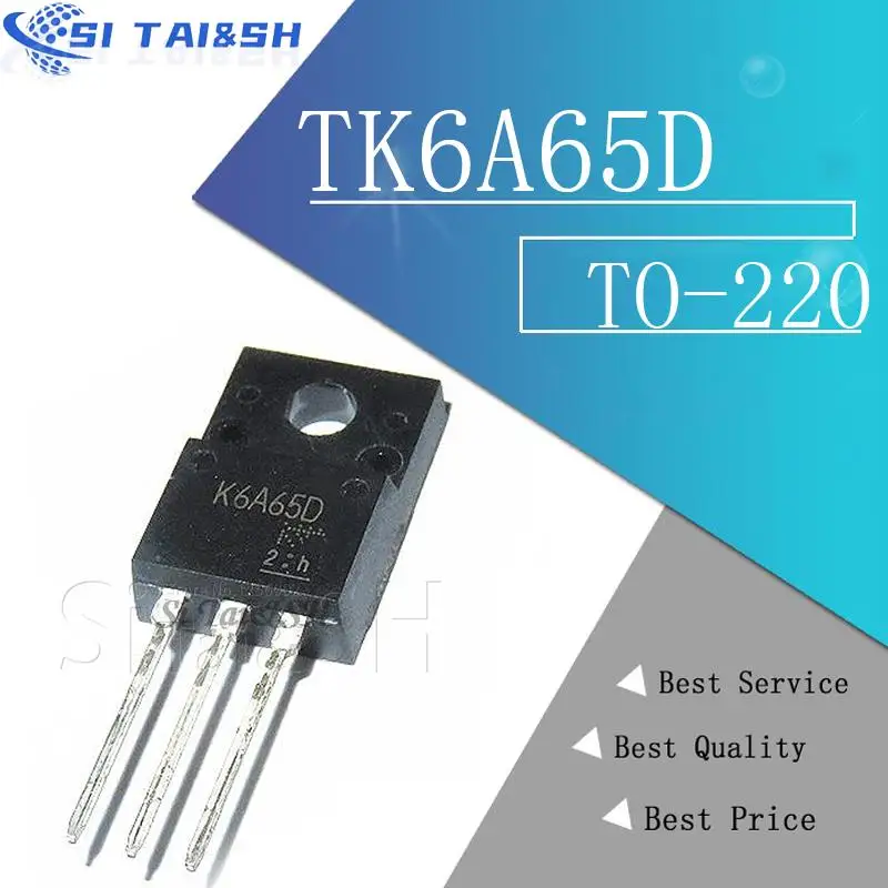 10pcs TK6A65D TO-220F K6A65D TO-220 TK6A65 TO220F MOSFET N-Ch FET 650V 4.0s IDSS 10 uA .95 Ohm