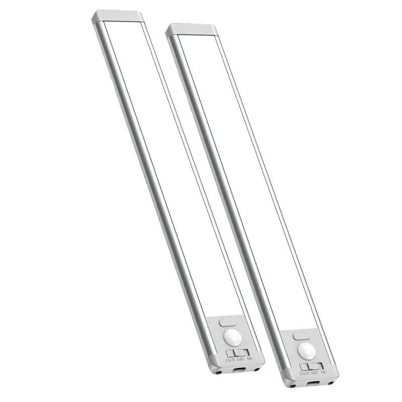 

Светодиодные светильники N84R для установки под шкаф, 2 шт., 64 LED, с датчиком движения, на аккумуляторах, магнитные, для шкафов, 25 см
