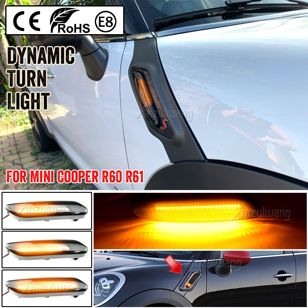 For BMW MINI COOPER R60 R61 COUNTRYMAN PACEMAN Dynamic scroll flashing LED Side Marker Indicator Lamp Turn Signal Fender Lights