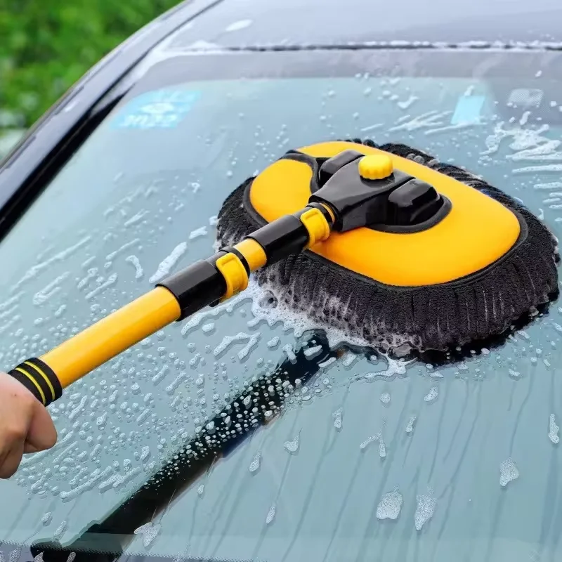 Car Washing Mop Super Absorbent Car Cleaning Brushes Mop Adjustable Window Wheel Dust Wash Tool Three Section Auto Accessories