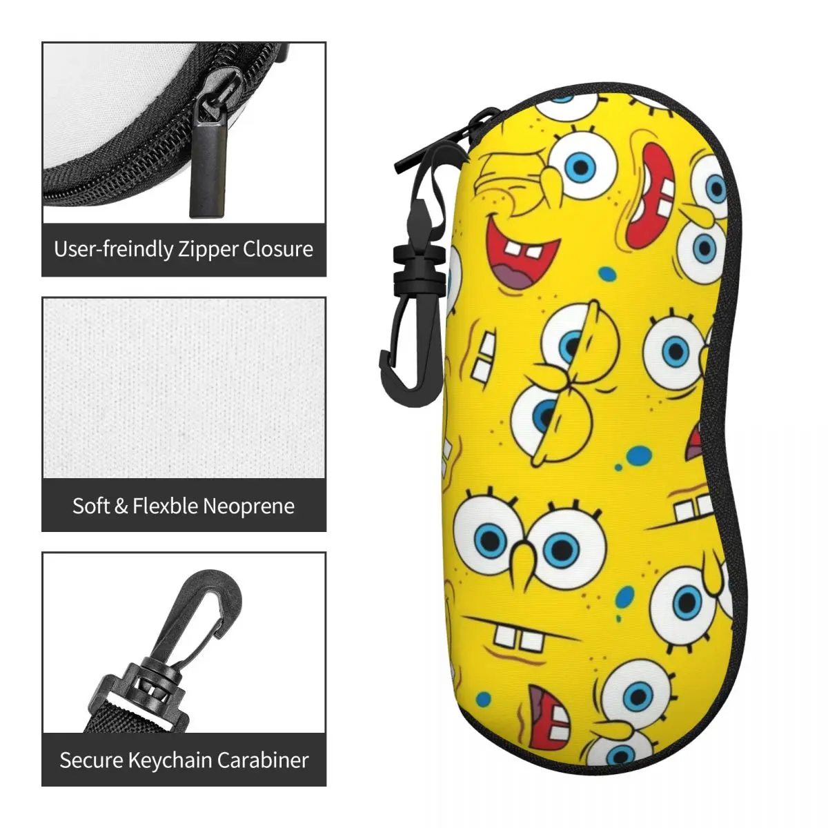 Spongebob Ultralichte softshell-brillenkoker - Compacte en draagbare brillenkoker voor reizen, school en dagelijks gebruik