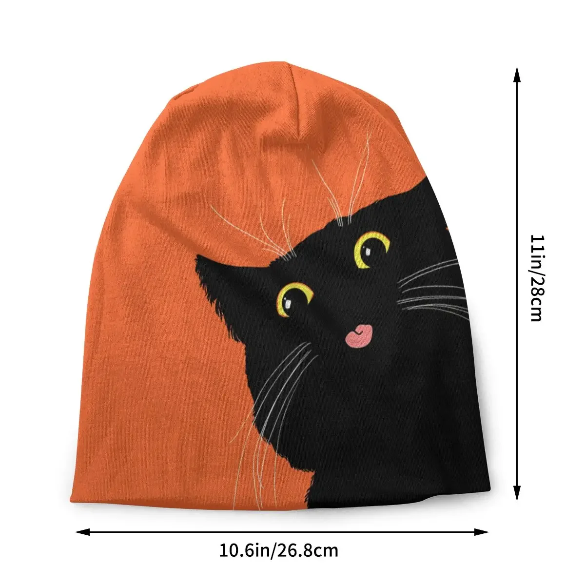 Sticking Out Tongue Halloween Black Cat Unisex Bonnet Windproof Double Layer Thin Hats For Men Women